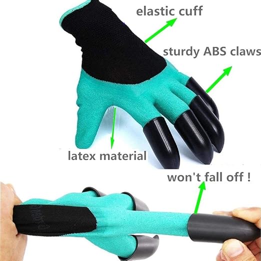 Garden Gloves With Claws 1 Pairs for Digging Weed Pulling Garden Finger Claws Gloves Outdoor Protective Work Gloves
