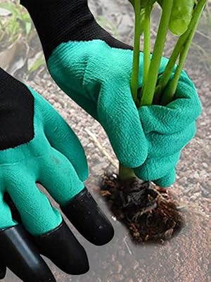 Garden Gloves With Claws 1 Pairs for Digging Weed Pulling Garden Finger Claws Gloves Outdoor Protective Work Gloves
