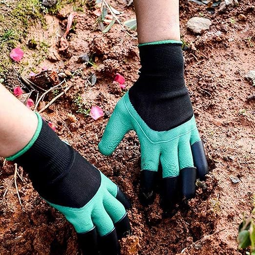 Garden Gloves With Claws 1 Pairs for Digging Weed Pulling Garden Finger Claws Gloves Outdoor Protective Work Gloves