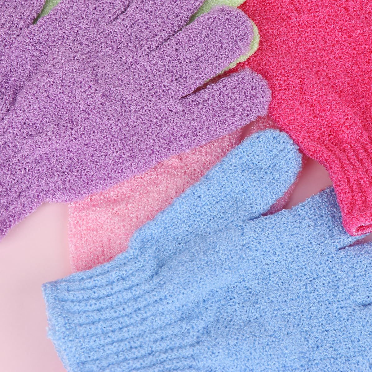 Exfoliating Bath Gloves - Five Finger Body Scrubber and Back Massaging Towels in Random Colors, Ideal for Deep Cleaning and Skin Care