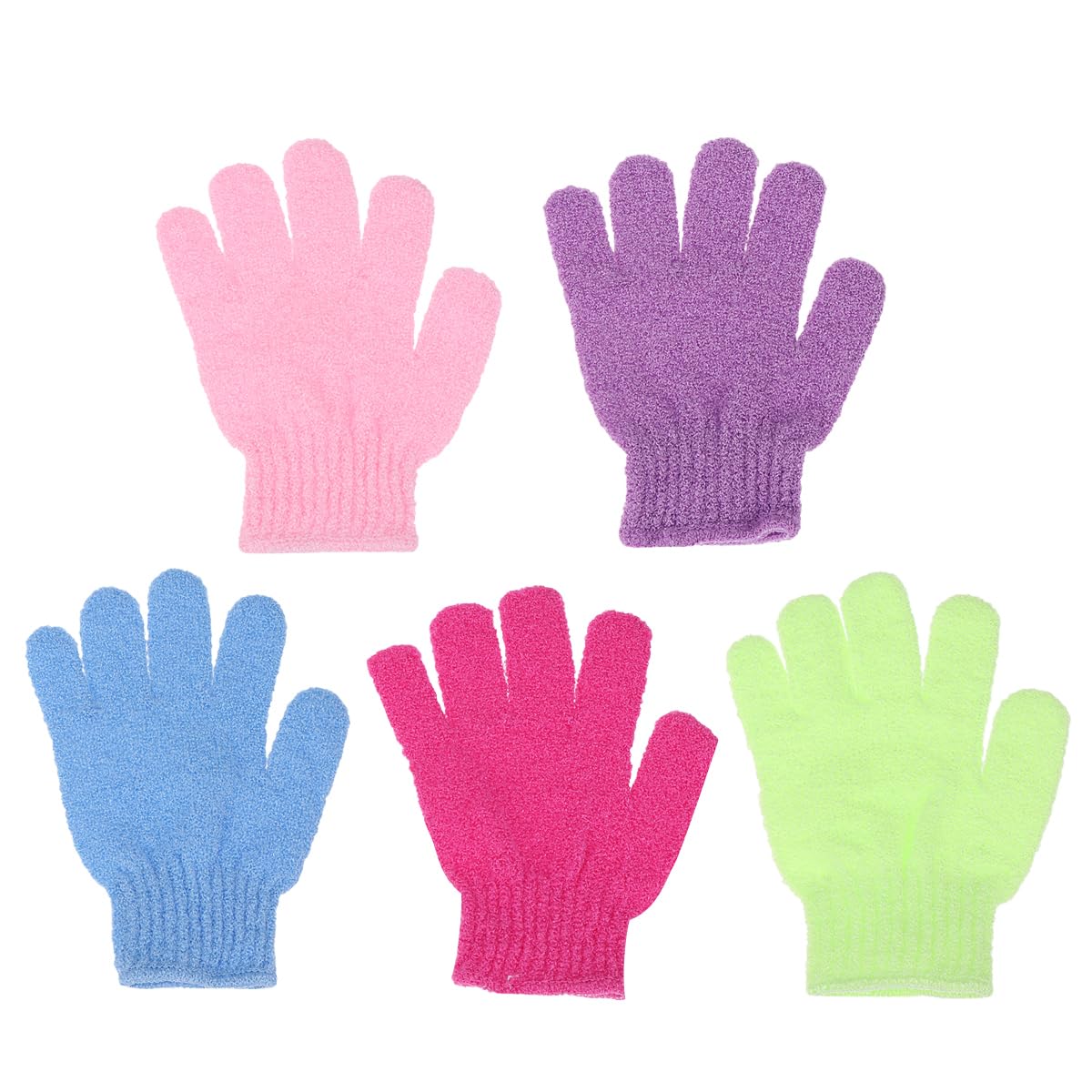 Exfoliating Bath Gloves - Five Finger Body Scrubber and Back Massaging Towels in Random Colors, Ideal for Deep Cleaning and Skin Care