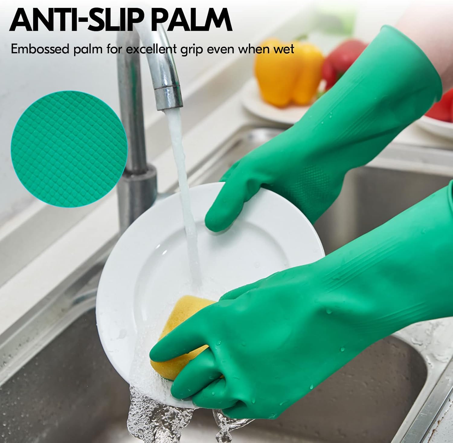 Premium Waterblock Gloves,Reusable Household  Dishwashing gloves, Extra Thickness, Long Sleeves, Kitchen Cleaning, Working, Painting, Gardening, Pet Care