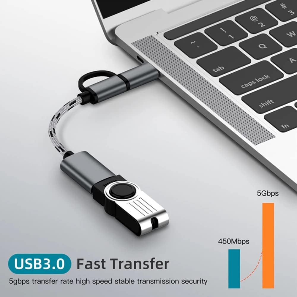 2-in-1 OTG Adapter, USB to Type-C & Micro USB Nylon Interface, Fast Transfer Connector, Cellphone Charging Line