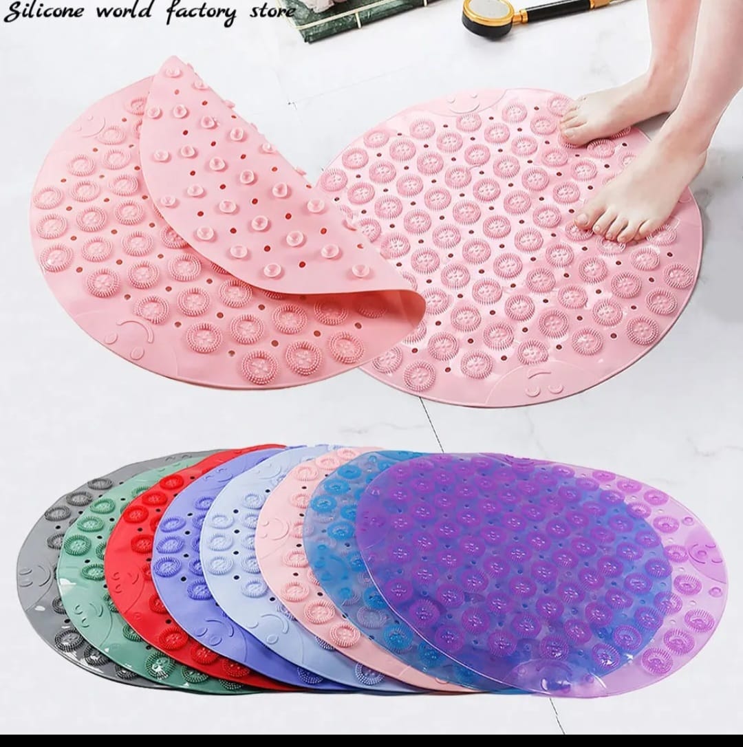 Silicone Round PVC Round Anti-Skid Bathroom Mats Shower Bathroom Massage Foot Mat Carpet Floor Mat