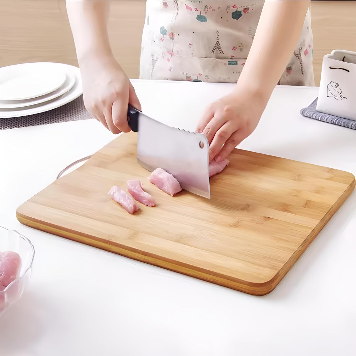 Home Wooden Chopping Board for Kitchen Vegetable Cutting Board, Bamboo Wood Chopping Cutting Board for Kitchen Vegetable, Fruits & Cheese, Wooden Slicing Board