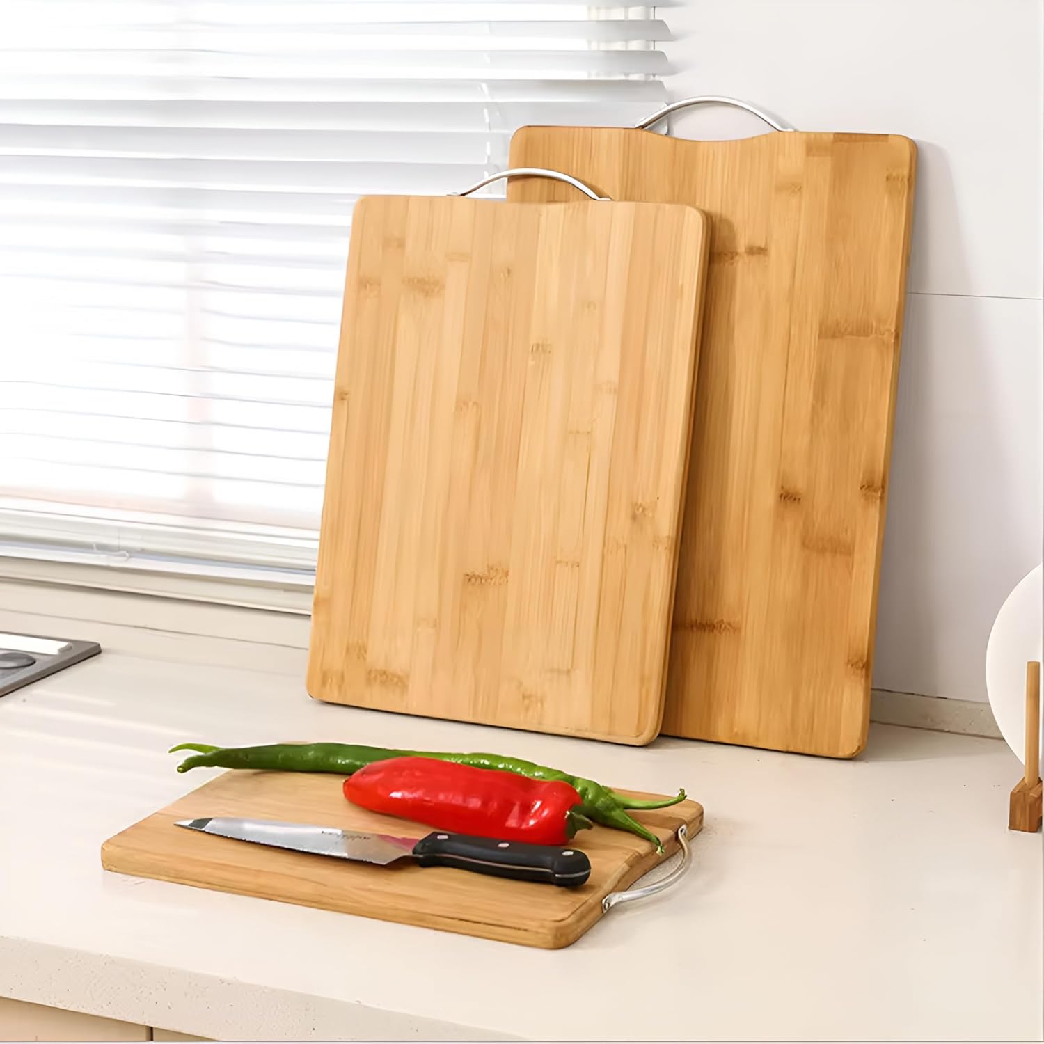 Home Wooden Chopping Board for Kitchen Vegetable Cutting Board, Bamboo Wood Chopping Cutting Board for Kitchen Vegetable, Fruits & Cheese, Wooden Slicing Board