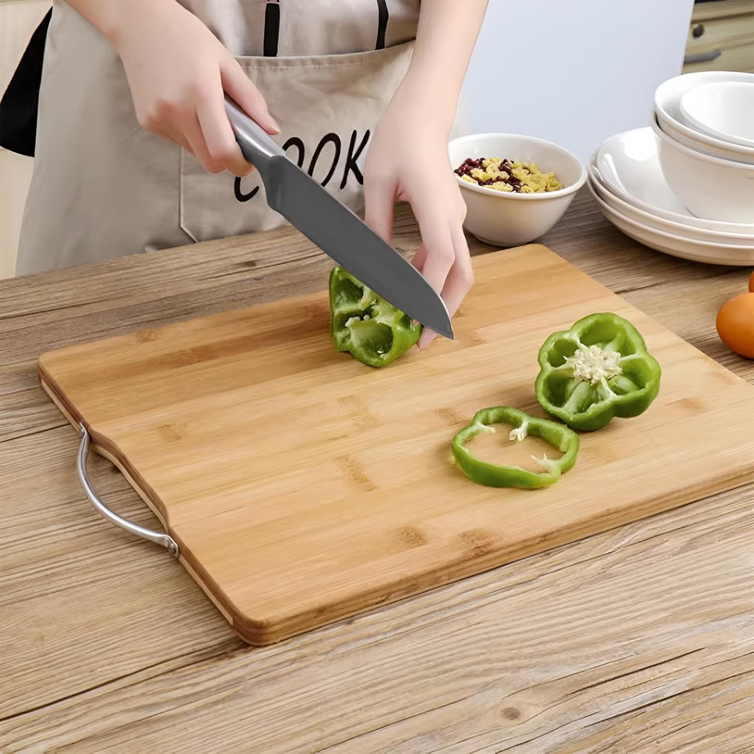 Home Wooden Chopping Board for Kitchen Vegetable Cutting Board, Bamboo Wood Chopping Cutting Board for Kitchen Vegetable, Fruits & Cheese, Wooden Slicing Board