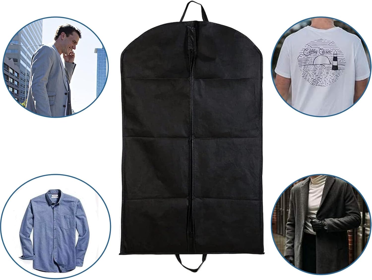Suit Bag for Man, Dust Cover, Suit Carrier,Storage Bag, Suit Cover,for Suits, Coats, Tuxedo Reusable Full Zipper Garment Bag Perfect for Travel or Home (Black)