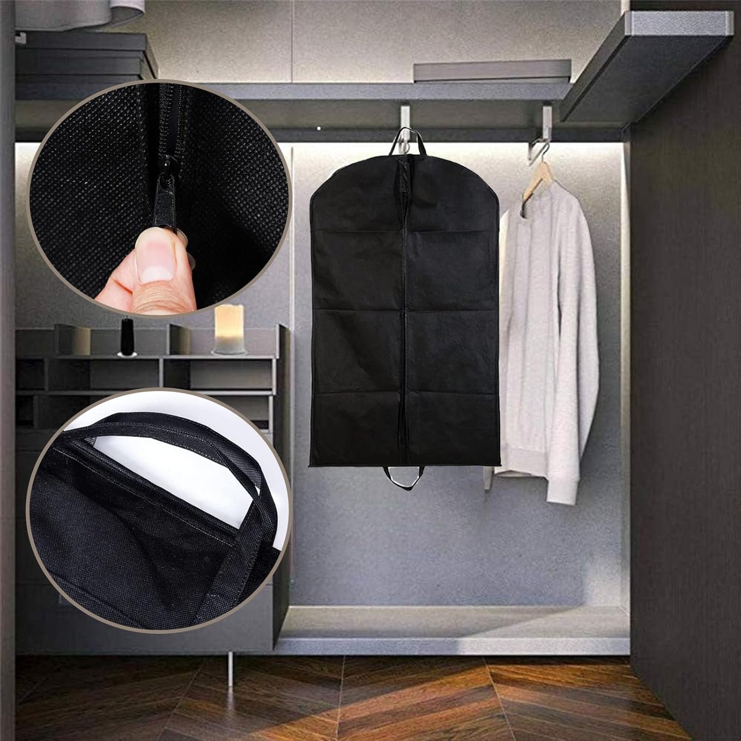 Suit Bag for Man, Dust Cover, Suit Carrier,Storage Bag, Suit Cover,for Suits, Coats, Tuxedo Reusable Full Zipper Garment Bag Perfect for Travel or Home (Black)