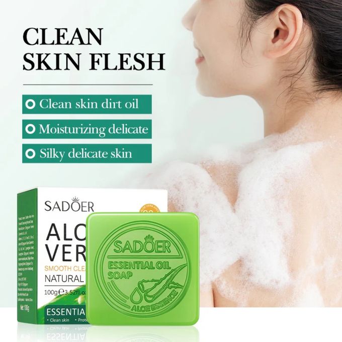 SADOER Aloe Vera Soap, Aloe Vera Smooth Cleansing Natural Soap, For a Smooth, Clear and Healthy Skin