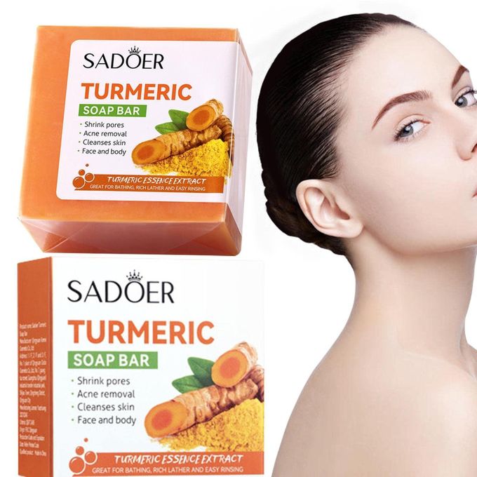 SADOER Turmeric Anti Acne Soap,Tend Skin Moisturizing Deep Cleansing Face and Body Tumeric Soap