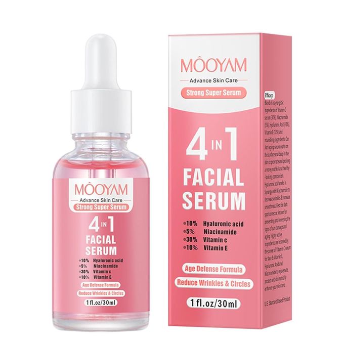 Sadoer 4 in 1 Vitamin C Facial Serums with Hyaluronic Acid, Vitamin E, Niacinamide, Brightening Vitamin C Face Serum for Dull Dry Skin, Anti Aging Facial Serum for Dark Spots, Fine Lines & Wrinkles