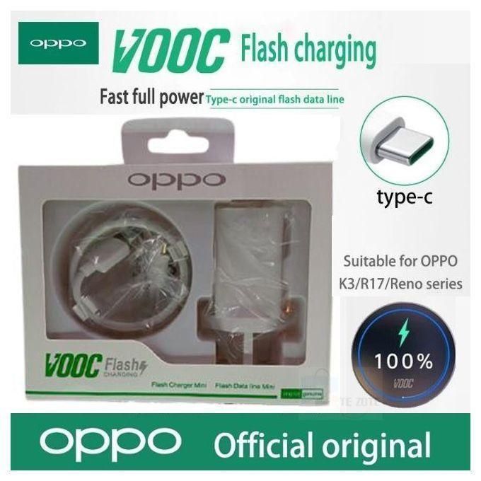 Oppo Type C VOOC Flash Charger Compatible for Reno and All Series with 1 Meter Micro USB Charging Data Cable & Sync USB Cable