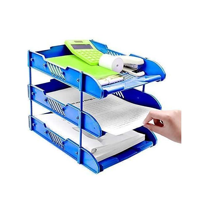 3 Tier Foldable Tray Desk Organizer File Tray, Office Files, Letter Tray, Magazine Holder Rack, Document Tray, for Home Study Room, Stationery