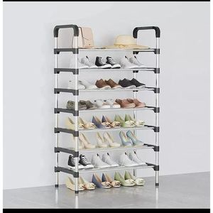 Shoe Rack Organizer Stainless Steel 7 Layers Black.It's perfect for all your clothes storage needs, highly portable and convenient. Portable beautiful shoe rack to suit your bedroom shoe arrangement a
