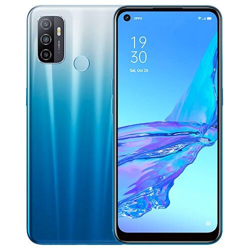 Refurbished Oppo A53 Smart Phone 6+128GB With Fingerprint Unlock 6.5inch Support 2G/3G/4G Network Dual SIM Battery Capacity 5000mAh Blue,gree,black with warrant