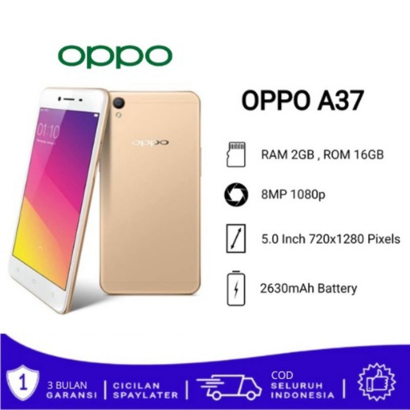 REFURBISHED OPPO A37 2GB RAM 16GB ROM 5.0 INCH DUAL SIM GOLD Display 5.00-inch Resolution 720x1280 Pixels