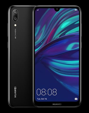REFURBISHED HUAWEI Y7 PRO 64GB/128GB ROM 4GB RAM DISPLAY 6.2 INCHES REAR CAMERA  13MP + 2MP BATTERY CAPACITY 4000MAH BLACK/PURPLE