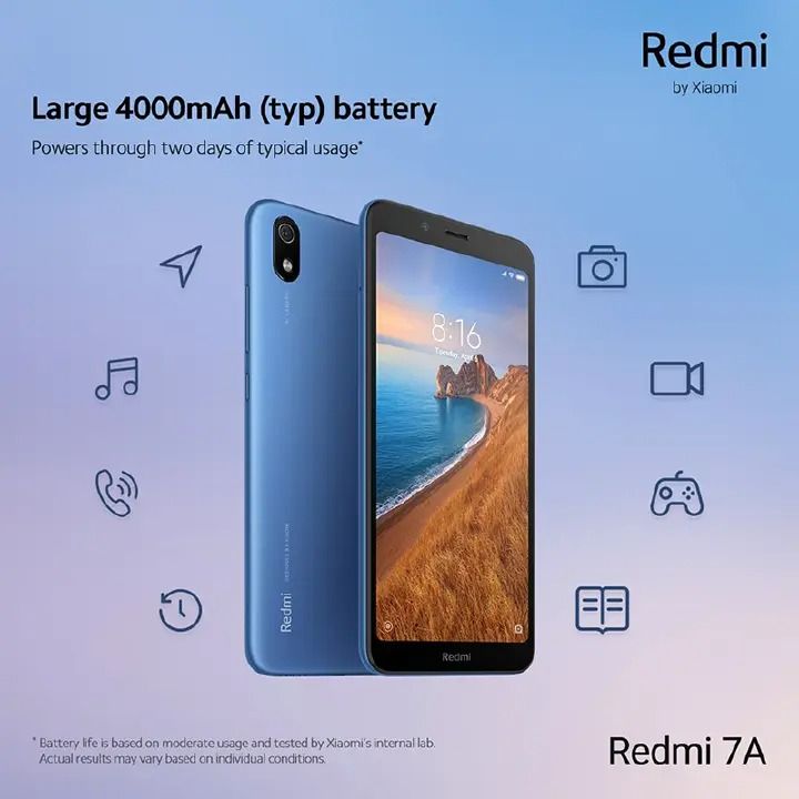 REFURBISHED XIAOMI REDMI 7A 3GB RAM 32GB ROM DISPLAY 5.5 INCHES REAR CAMERA 12MP BATTERY CAPACITY 4000 MAH WITH WARRANTY