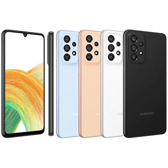 REFURBISHED SAMSUNG A33 5G 6GB RAM 128GB ROM DISPLAY 6.4 INCHES REAR CAMERA 48MP + 8MP + 5MP + 2MP BATTERY CAPACITY 5000Mah ANDROID 14