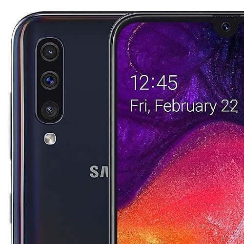 SAMSUNG A50 128GB ROM 6GB RAM DISPLAY 6.4 INCHES REAR CAMERA 25MP + 5MP + 8MP FRONT CAMERA 25MP ANDROID PIE BATTERY CAPACITY 4000Mah