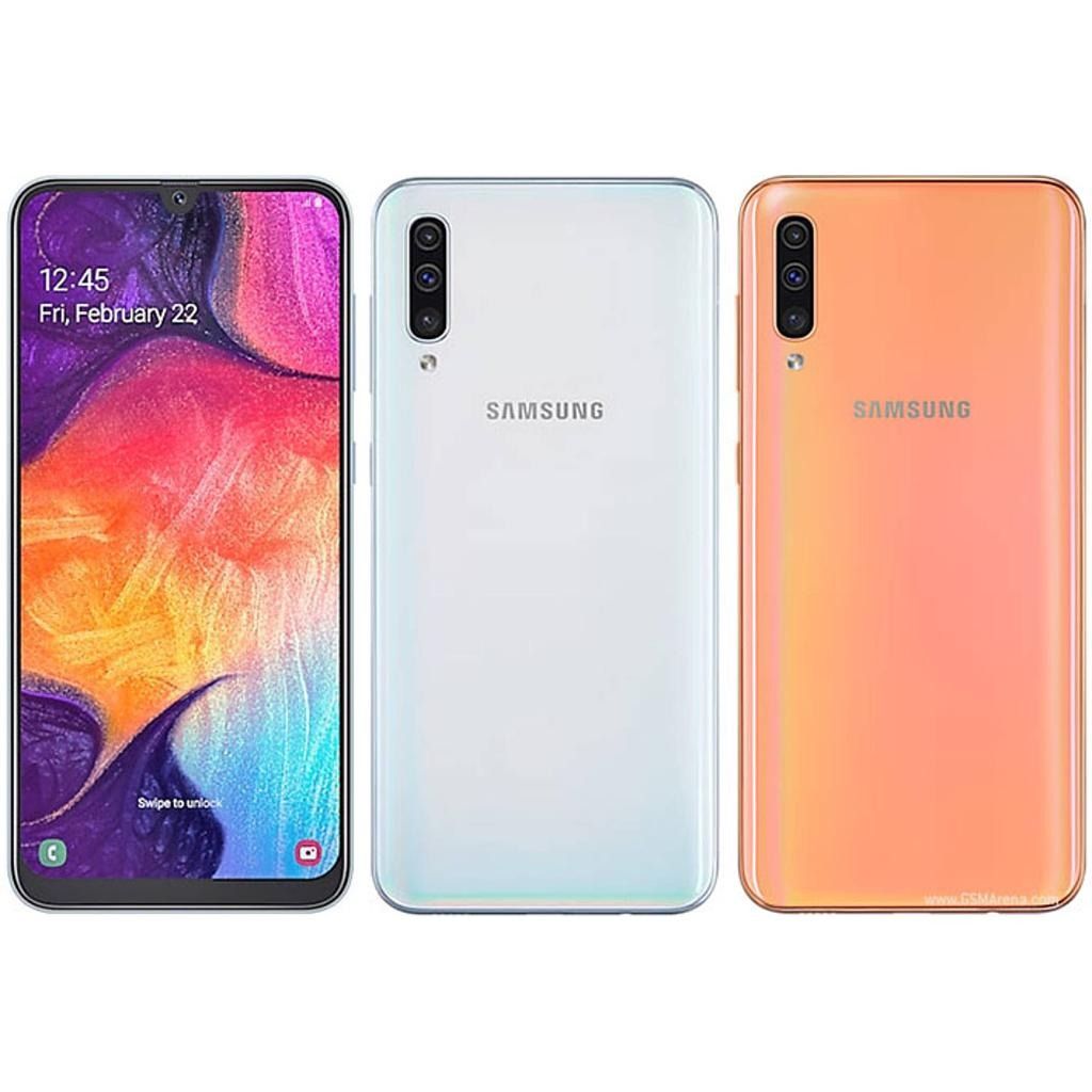 SAMSUNG A50 128GB ROM 6GB RAM DISPLAY 6.4 INCHES REAR CAMERA 25MP + 5MP + 8MP FRONT CAMERA 25MP ANDROID PIE BATTERY CAPACITY 4000Mah