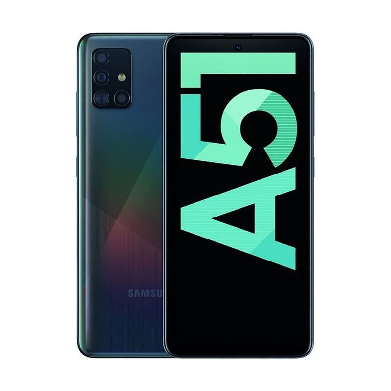 SAMSUNG GALAXY A51 128GB ROM 6GB RAM DISPLAY 6.5 INCHES REAR CAMERA 48MP + 12MP + 5MP + 5MP FRONT CAMERA  32MP BATTERY CAPACITY 4000Mah BLACK