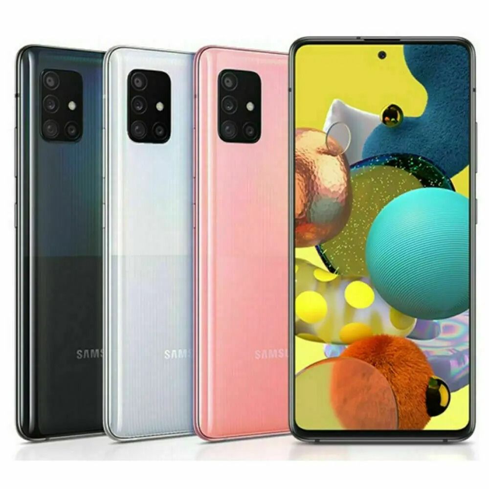 SAMSUNG GALAXY A51 128GB ROM 6GB RAM DISPLAY 6.5 INCHES REAR CAMERA 48MP + 12MP + 5MP + 5MP FRONT CAMERA  32MP BATTERY CAPACITY 4000Mah BLACK