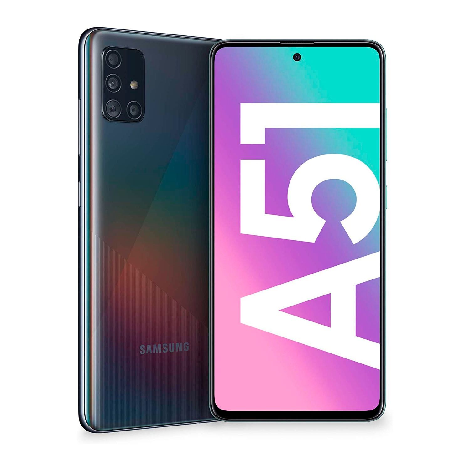 SAMSUNG GALAXY A51 128GB ROM 6GB RAM DISPLAY 6.5 INCHES REAR CAMERA 48MP + 12MP + 5MP + 5MP FRONT CAMERA  32MP BATTERY CAPACITY 4000Mah BLACK