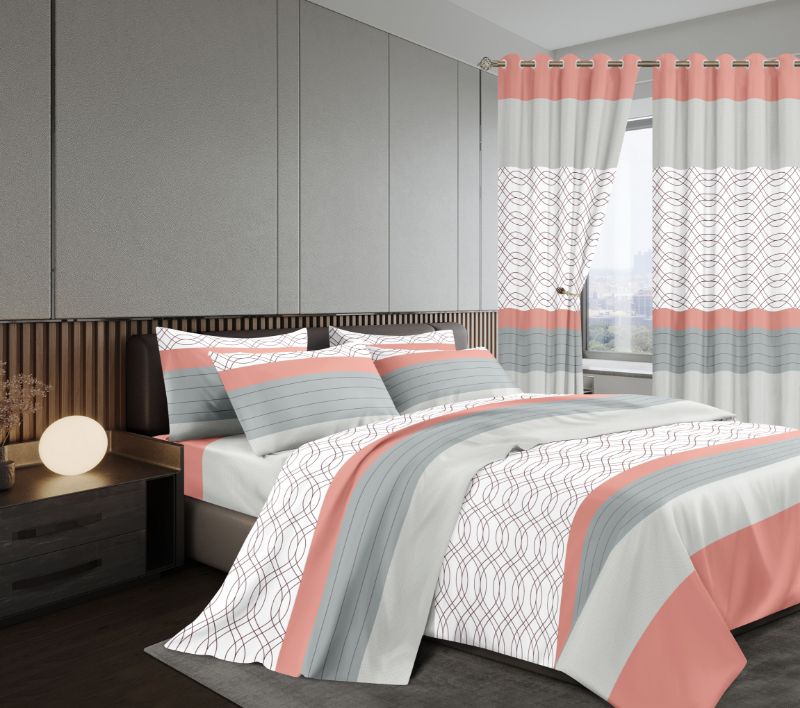 Warm Woolen Duvet With matching Curtains With  ▪️2 bedsheet( 1fitted & 1flat)    ▪️2 pillow cases.     ▪️2pcs Curtains Measuring, 2.5m height & 1.5m width. Size  6*7