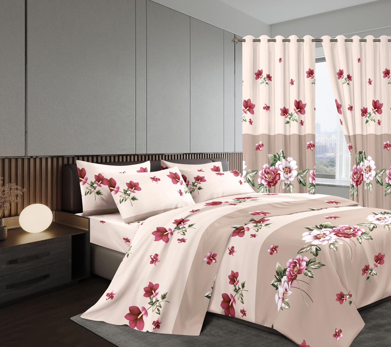 Warm Woolen Duvet With matching Curtains With  ▪️2 bedsheet( 1fitted & 1flat)    ▪️2 pillow cases.     ▪️2pcs Curtains Measuring, 2.5m height & 1.5m width. Size  6*7