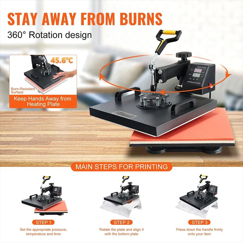 8 in 1 Flat Combo Heat Press Machine Top Ranking Semi-Automatic T Shirt/Mug/Sublimation Press Plate