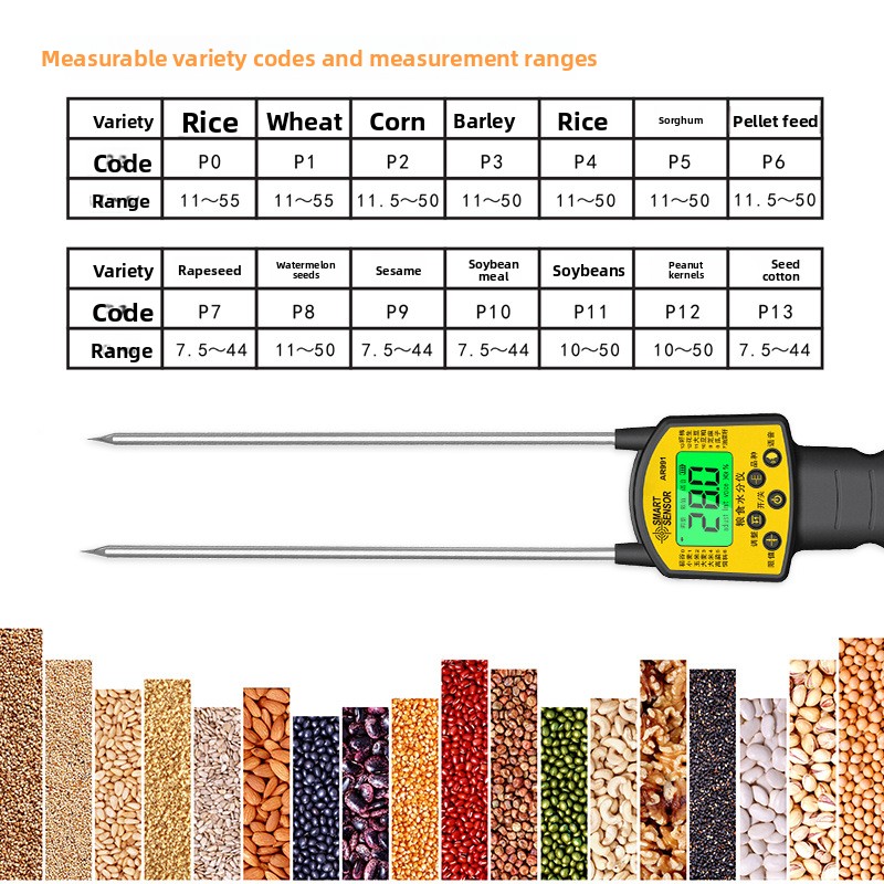 Digital Grain Moisture Meter AR991 Smart Sensor Use for Corn Wheat Rice Bean Peanut Moisture Humidity Tester