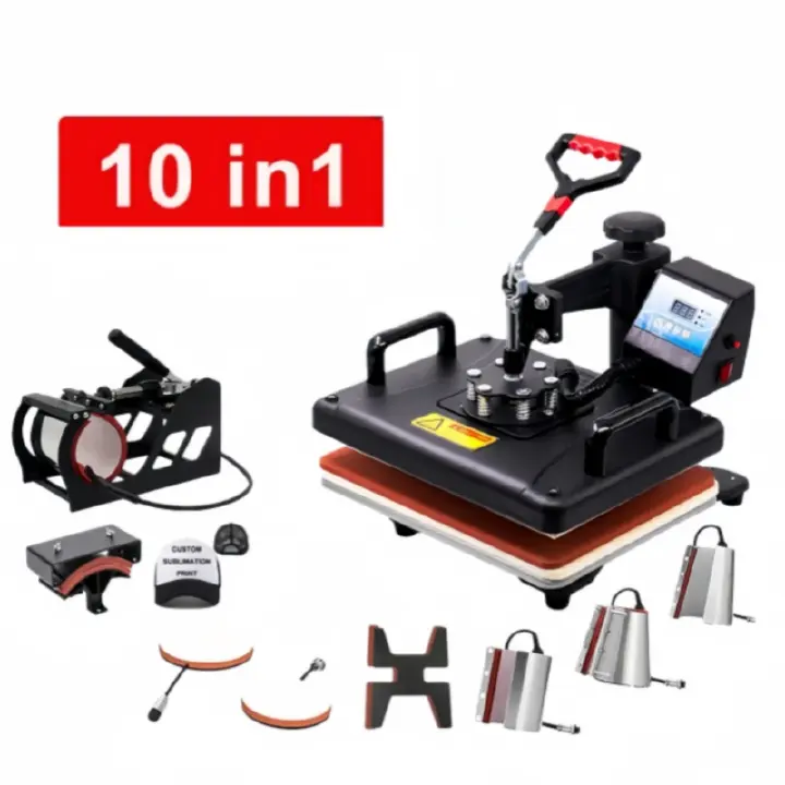 10 In 1 Combo Heat Printing Machines for T-shirt Mug Plate Hat Pen Phone Case Puzzles Shoes Bottles Hoodies Jersey