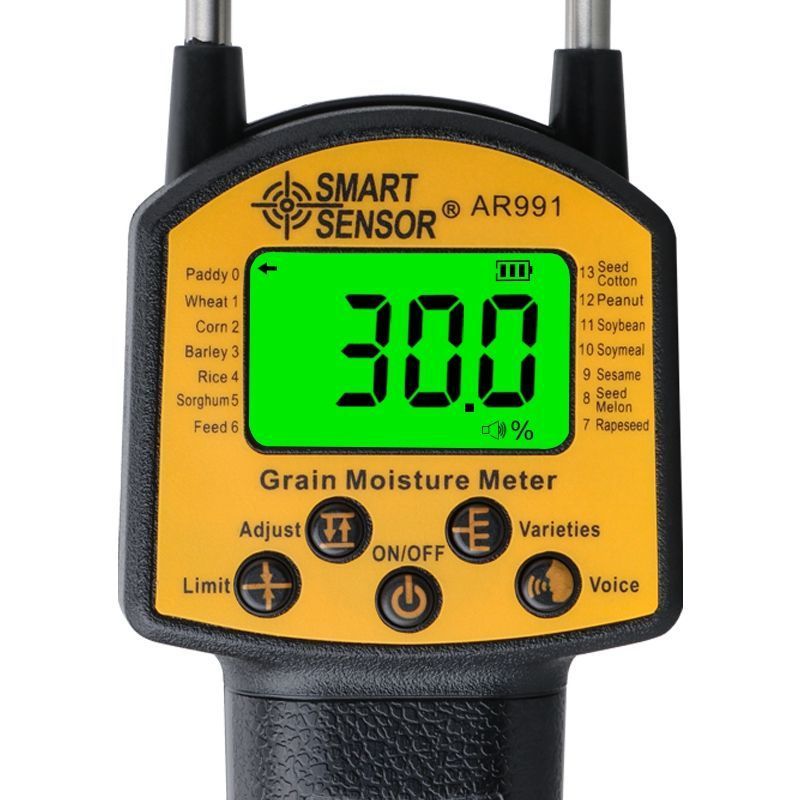 AR991 Grain Moisture Meter Smart Sensor Use for Corn Wheat Rice Bean Peanut Moisture Hygrometer Tester