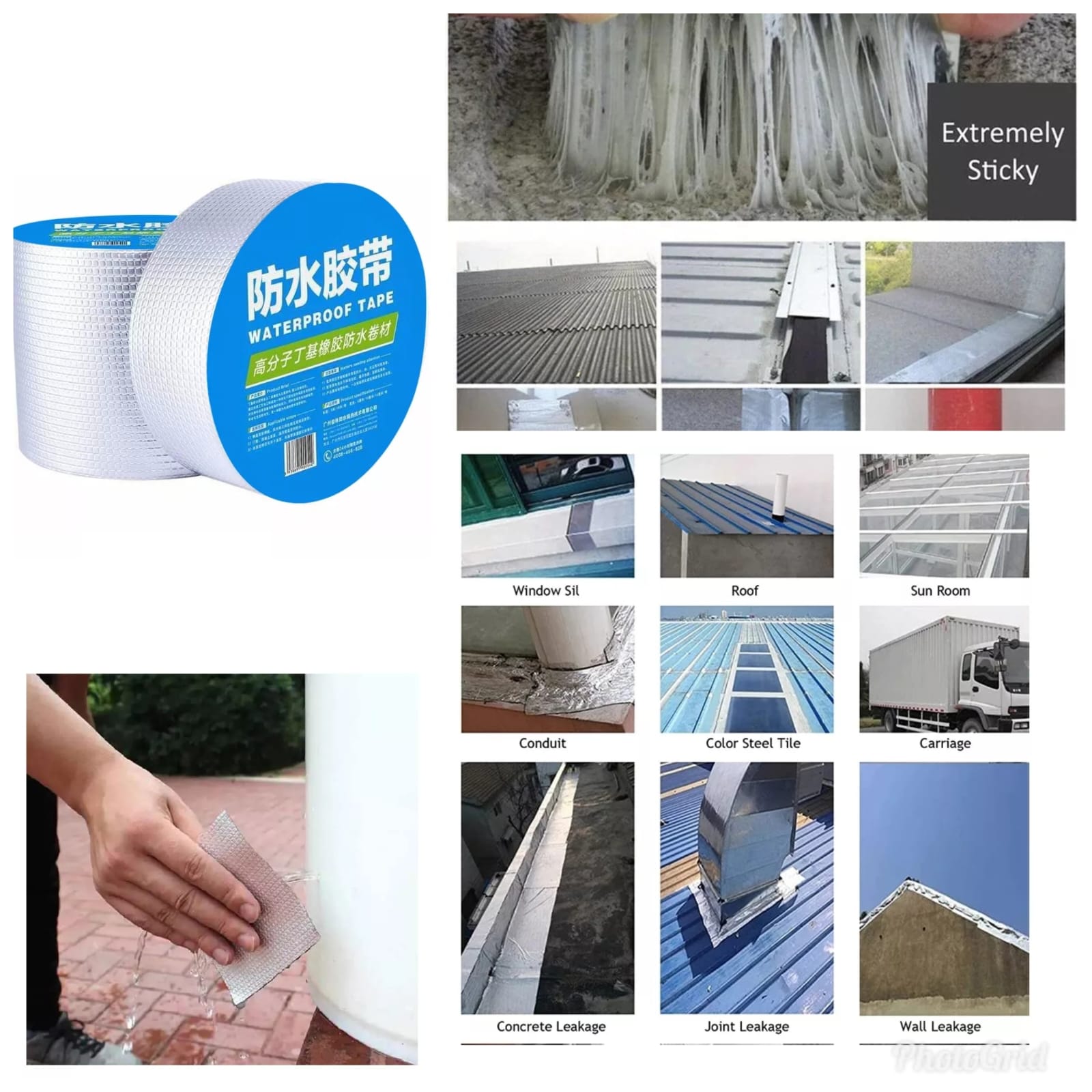 REPAIR TAPE. Waterproof wall crack,roof ,tanks repair tape. High temperature and pressure resistant, Has a very strong adhesion, Can withstand High temperature, Quick patching tape, Anti-Corrosion