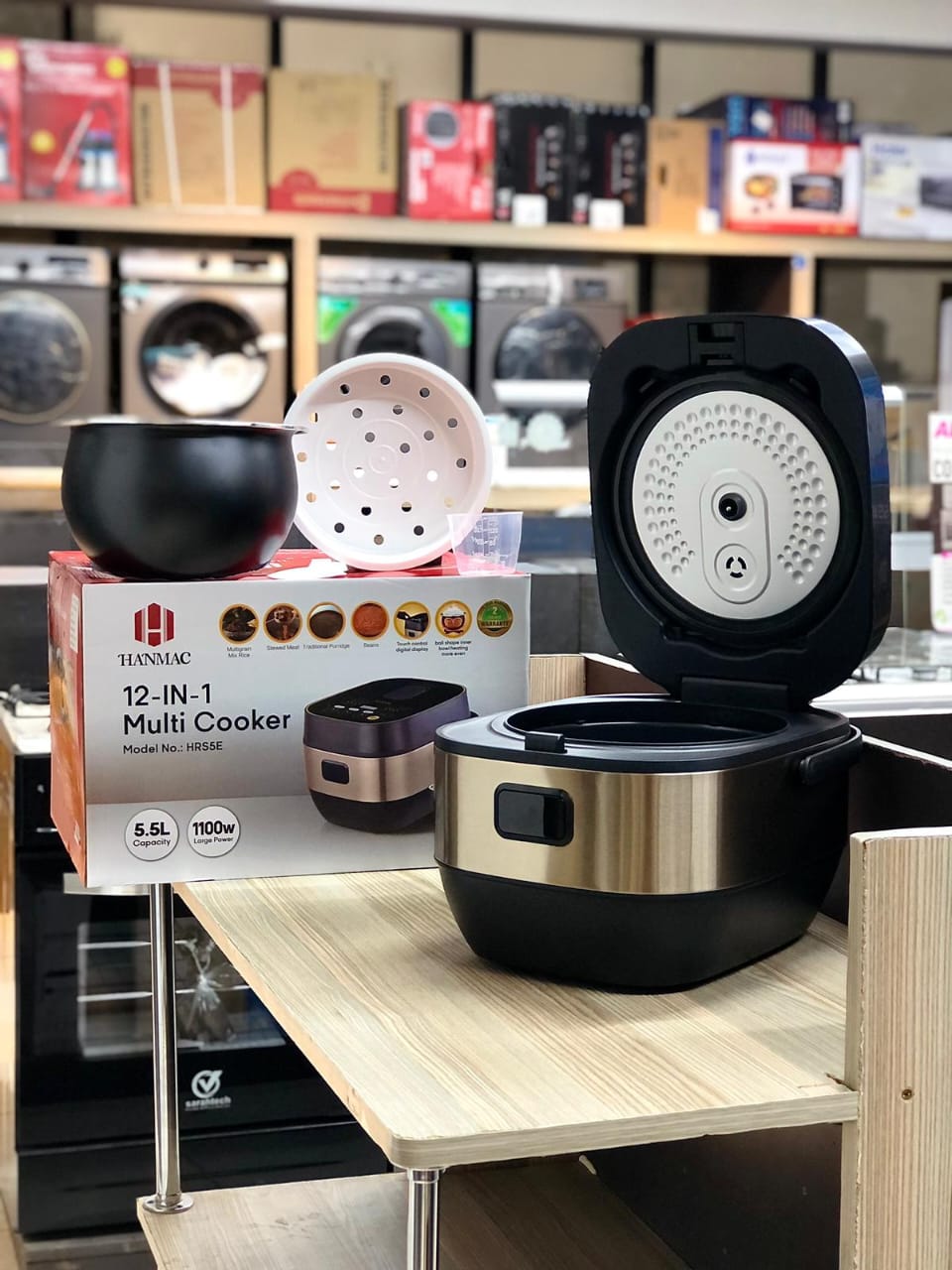 HANMAC 12 IN 1 MULTI COOKER - The built-in spherical inner pot, Removable none stick bowl, 24h time preset control, Stainless steel body.