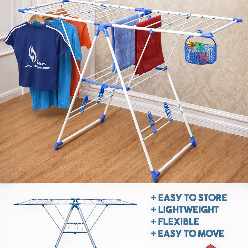 Clothe drying rack| Portable Collapsible Clothes Rack – Foldable Laundry Drying Stand, Portable and collapsible design for easy storage, Lightweight yet durable for daily use.