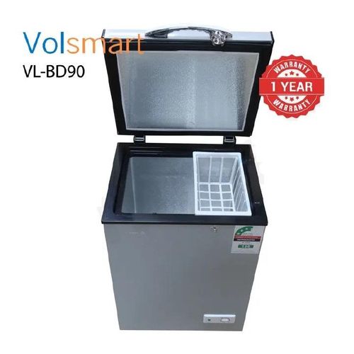 LIMITED OFFER!! Volsmart 90 Litres Deep Chest Freezer – Compact Energy-Saving Freezer with Fast Cooling & Lock, Energy-efficient compressor for low electricity consumption, Deep chest design.