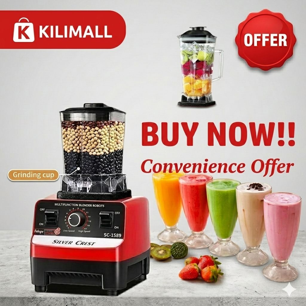 DOUBLE DEAL OFFER !! 2-in-1 SilverCrest Commercial Blender + 6 FREE Smoothie Glasses – Heavy Duty High-Speed Blender, Order now and start enjoying powerful blending and FREE extras today.