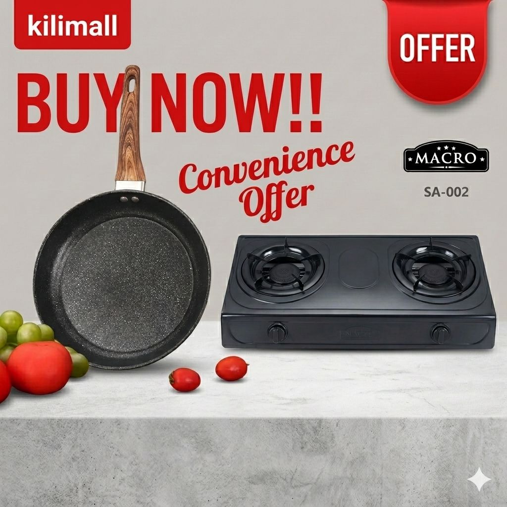 UNLIMITED OFFER !! Nunix Macro Table Top Cooker + FREE 24CM Non-Stick Stone Pan – Compact & Efficient Gas Cooker, High-efficiency gas burner for fast and even cooking, Buy now and enjoy offerr!