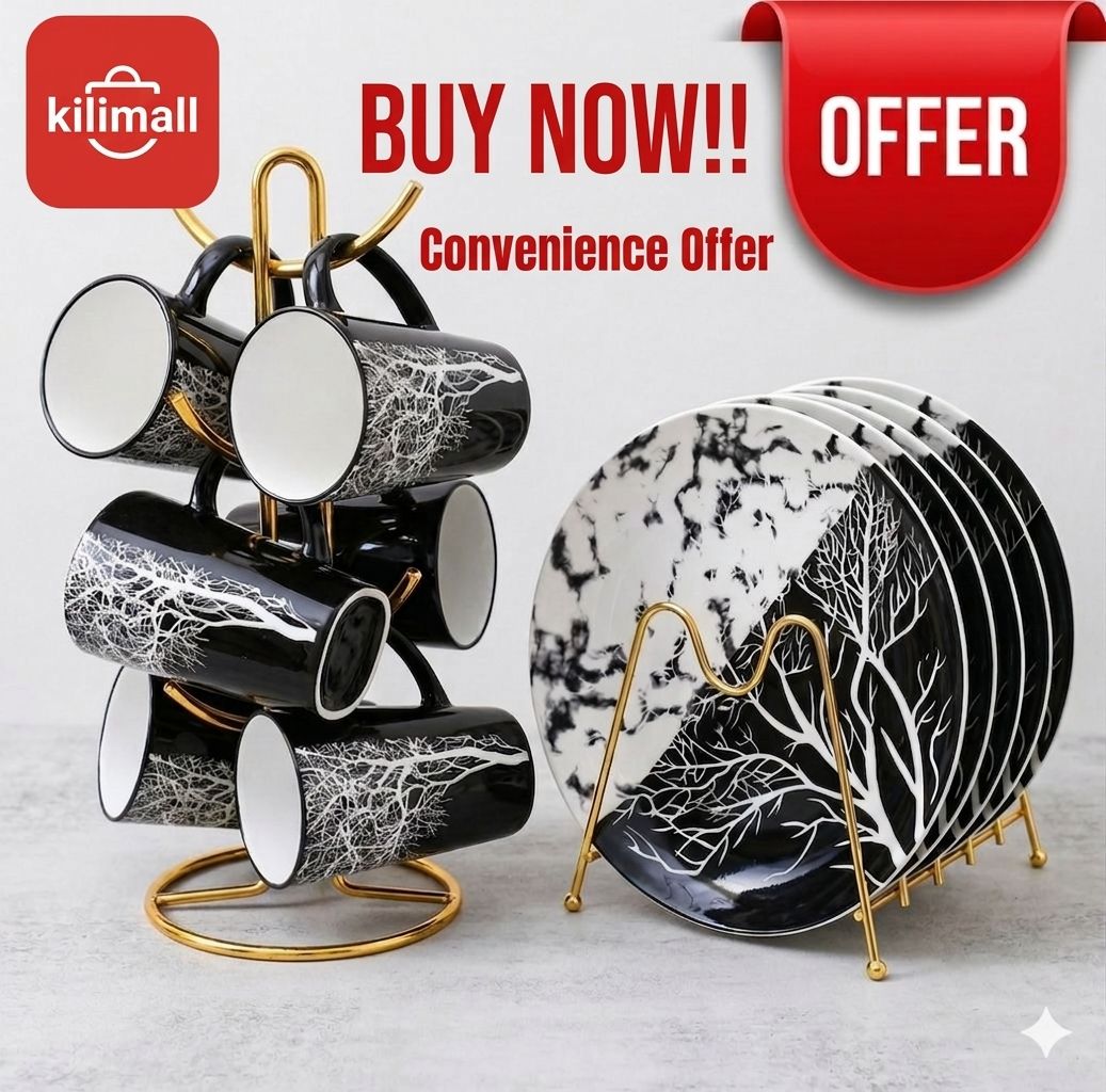 DOUBLE DEAL OFFER !! 6PCS Ceramic Tree Mugs + 6PCS Ceramic Tree Plates – Elegant Matching Drink & Dining Set, Order today and enjoy a complete, elegant dining and drinkware set !