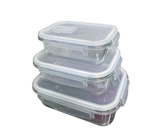 GLASS STORAGE CONTAINERS| 3-Piece Borosilicate Glass Storage Bowl Set with Airtight Lock Lids – 1L, 500ml & 250ml Food Containers,  Upgrade your food storage today – Order now