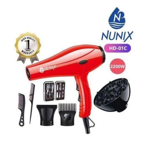 Nunix Blow Dry Hair Dryer🎇2400W Professional hair blow dryer for home or professional salon use
Maximum wind force:3000
Cable length: Approx.1.7m
Ultra-durable ceramic heating element
3-mode temperat