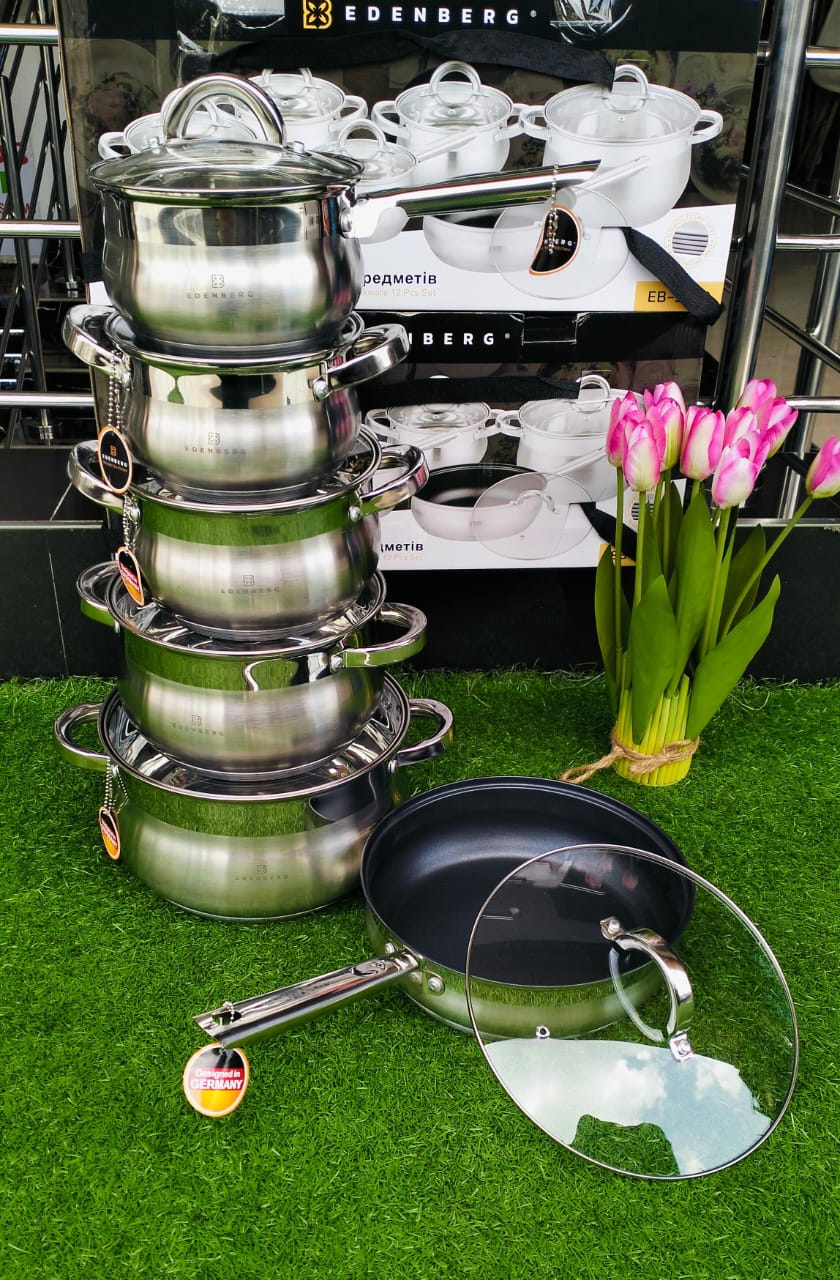 PRICE DROPPED🦋EDENBERG 12pc Stainless steel Cookware Set Heavy🎀Long lasting stainless steel
Dishwasher Safe
Easy To Clean
Stylish And Durable
Comfortable And Smooth
Comfortable Handle
Nonstick Exter