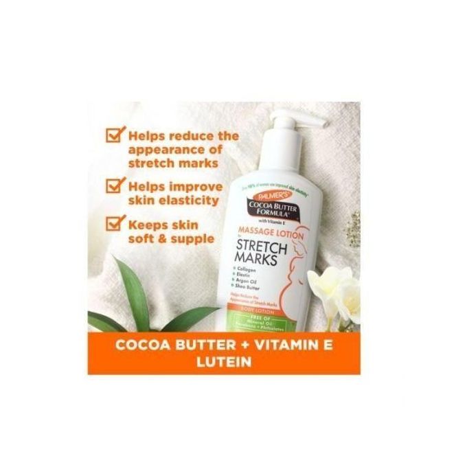 Palmer's Cocoa Butter Massage Lotion For Stretch Marks Wth Collagen&Argan Oil-Helps Improve Skin Elasticity. Cocoa Butter & Shea Butter: provides all day hydration and softens, smoothes and plumps s