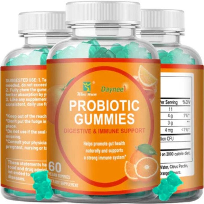 Daynee Probiotic Gummies Support for Digestive Health, Gut Balance, and Immune Function.  tasty and convenient way to maintain a healthy digestive system and improve overall well-being. Formulated wi