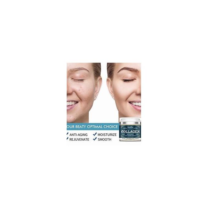 Mabox Collagen Day & Night Anti-Ageing Face Cream. It enhances skin elasticity, shrinks pores, and makes the skin soft, smooth, and firm. Suitable for all seasons, it nourishes and rejuvenates for a