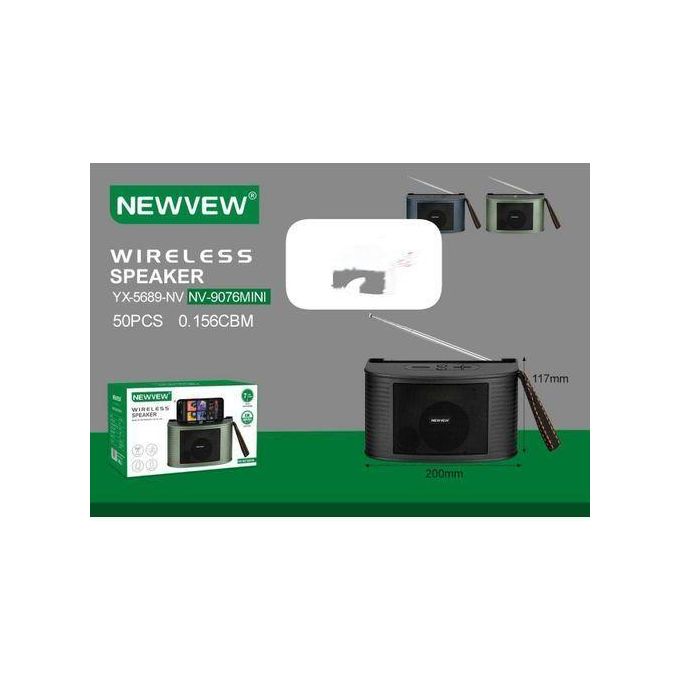 Newvew Wireless Bluetooth Speaker – Portable & Powerful NV-9076MINI. High-Quality Sound – Delivers clear, rich audio ideal for music, podcasts, and calls. Offers hours of playtime on a single charge