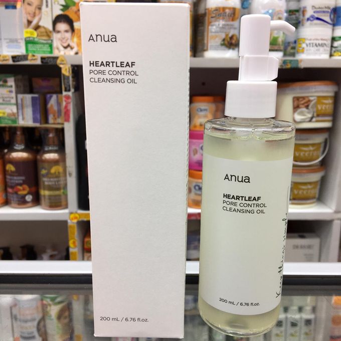 Anua Heartleaf Pore Control Cleansing Oil. Perfect for Acne-prone or sensitive skin, Removes makeup, blackheads, and excess sebum; deeply cleanses without stripping moisture.  known for anti-inflammat